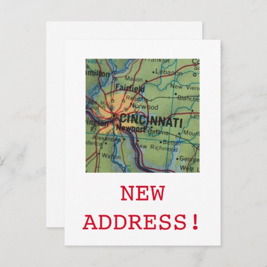 Cincinatti New Address faire-part (Devant / Derrière)