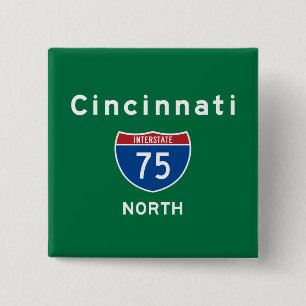 Cincinnati 75 vierkante button 5,1 cm