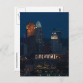 CINCINNATI. Briefkaarten MET LICHTE OHIO SKYLINE (Voorkant / Achterkant)