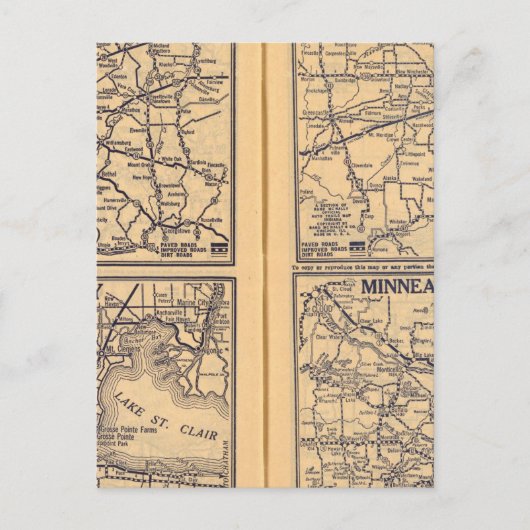 Cincinnati, Detroit, Indianapolis Briefkaart (Voorkant)