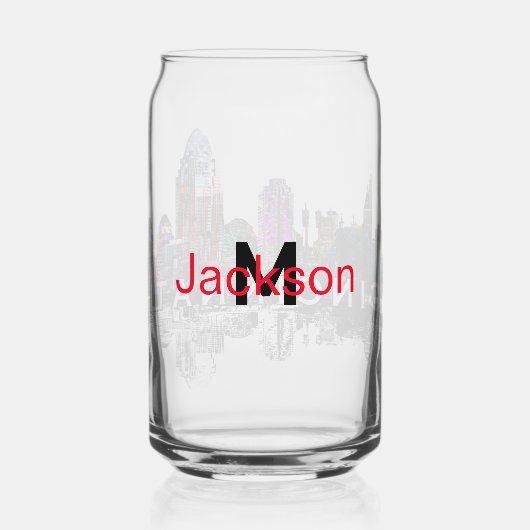 Cincinnati in graffiti met monogram blikvorm glas (Achterkant)