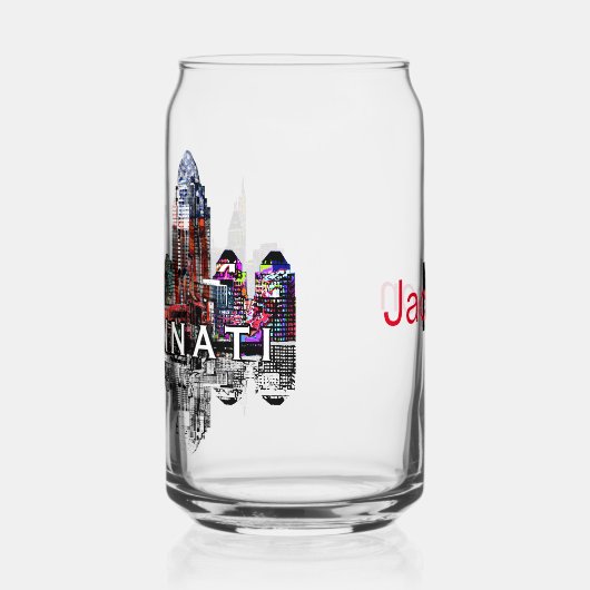 Cincinnati in graffiti met monogram blikvorm glas (Links)