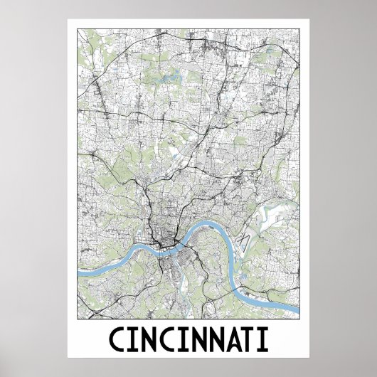 Cincinnati kaart poster (Voorkant)