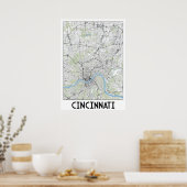 Cincinnati kaart poster (Keuken)