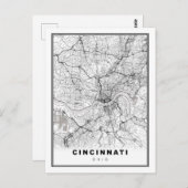Cincinnati Map Briefkaart (Voorkant / Achterkant)