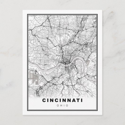 Cincinnati Map Briefkaart (Voorkant)