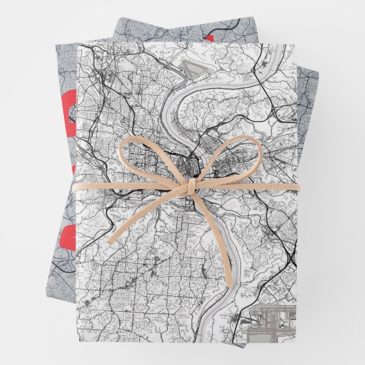 Cincinnati Map Inpakpapier Vel (In situ)