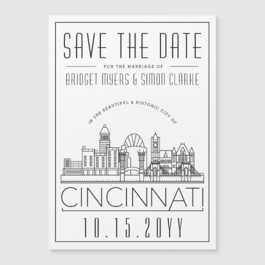 Cincinnati Mariage Style Skyline Carte de Réservat (Devant)