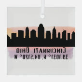 Cincinnati OH City Skyline Glass Ornament (Achterkant)