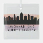 Cincinnati OH City Skyline Ornement en verre (Recto)