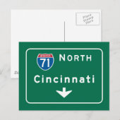 Cincinnati, OH Road Sign Briefkaart (Voorkant / Achterkant)