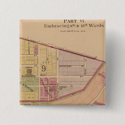 Cincinnati, Ohio 8 Vierkante Button 5,1 Cm (Voorkant)