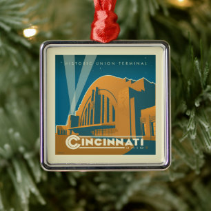 Cincinnati, Ohio Historische Unieterminal Metalen Ornament
