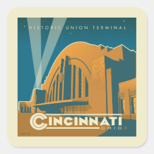 Cincinnati, Ohio Historische Unieterminal Vierkante Sticker