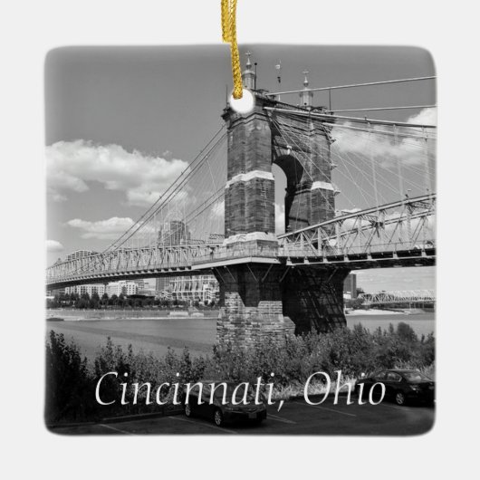 Cincinnati Ohio Keepsake Souvenir Kerstmis Keramisch Ornament (Voorkant)