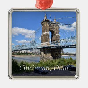 Cincinnati Ohio Keepsake Souvenir Kerstmis Metalen Ornament