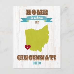 Cincinnati, Ohio Map - Home is waar het hart ligt Briefkaart