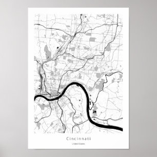 Cincinnati Ohio Modern Simple Map Poster
