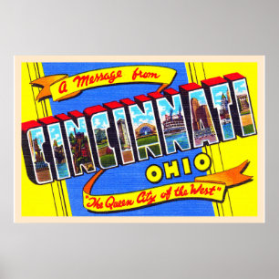 Cincinnati Ohio OH groot Briefkaart Poster