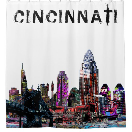Cincinnati, Ohio op graffiti Douchegordijn (Voorkant)