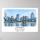 Cincinnati Ohio Poster, Aquarel, Op Maat Poster (Voorkant)
