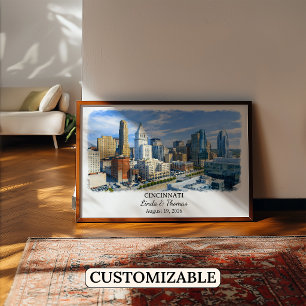 Cincinnati Ohio Poster, Aquarel, Op Maat Poster
