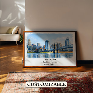 Cincinnati Ohio Poster, Aquarel, Op Maat Poster