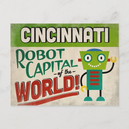 Cincinnati Ohio Robot - Funny  Briefkaart (Voorkant)