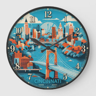 Cincinnati Ohio Skyline Suspension Bridge Cityscap Grote Klok