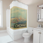 Cincinnati Ohio Vintage Travel Douchegordijn (In situ)