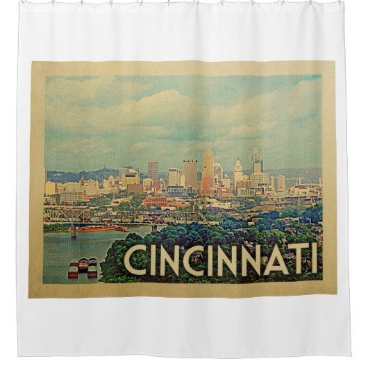 Cincinnati Ohio Vintage Travel Douchegordijn (Voorkant)