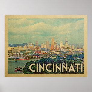 Cincinnati Ohio Vintage Travel Poster