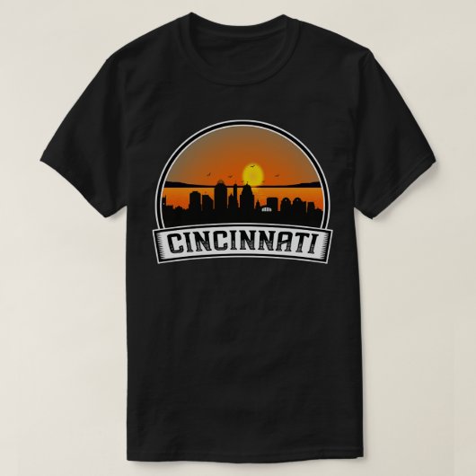Cincinnati Retro City Skyline T-shirt (Design voorkant)
