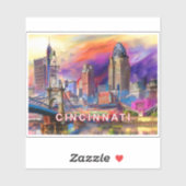 Cincinnati Skyline Abstracte kunst Sticker (Vel)