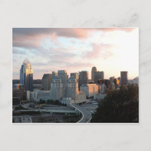 Cincinnati skyline bij zonsondergang briefkaart