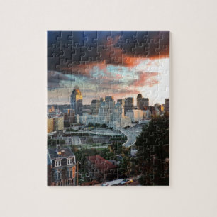 Cincinnati skyline bij zonsondergang legpuzzel