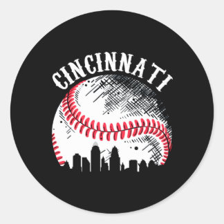 Cincinnati Skyline City Baseball op Gameday Ronde Sticker