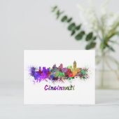 Cincinnati skyline in watercolor briefkaart (Staand voorkant)
