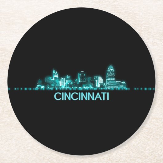 Cincinnati Skyline Ronde Kartonnen Onderzetter (Voorkant)
