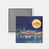 Cincinnati Skyline Wood Moon Magnet (Recto/Verso)