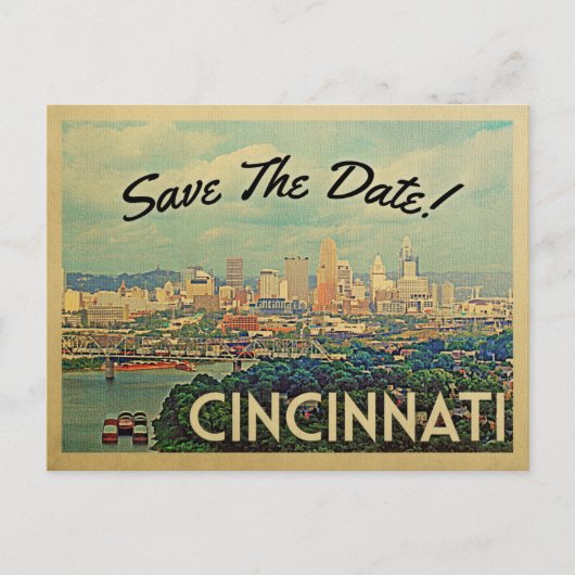 Cincinnati slaat de datum Briefkaarten op (Voorkant)
