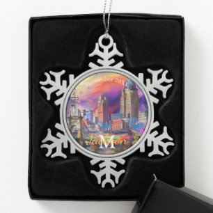 Cincinnati Snowflake Pewter Kerstversiering Tin Sneeuwvlok Ornament