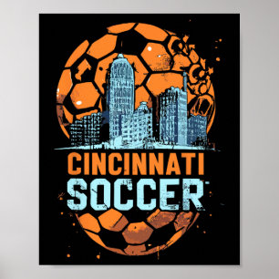 Cincinnati Soccer City Silhouette Cool Cincy 513 Poster