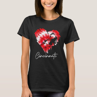 Cincinnati Tie Dye Baseball Heart Baseball Fans 4 T-shirt