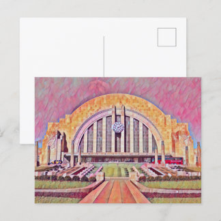 Cincinnati Union Terminal Waterverf schilderij Briefkaart