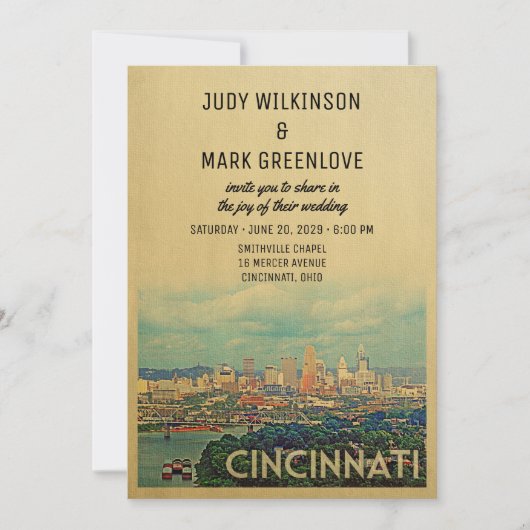 Cincinnati Wedding Invitation  midden in de eeuw Kaart (Voorkant)