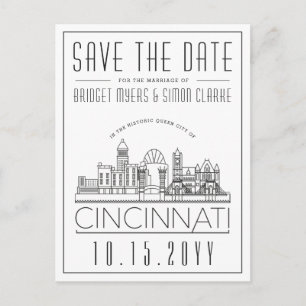 Cincinnati Wedding Stylized Skyline sparen de Datu Briefkaart