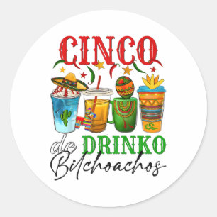 Cinco de Drinko Achos Cinco de Mayo Mannen Vrouwen Ronde Sticker