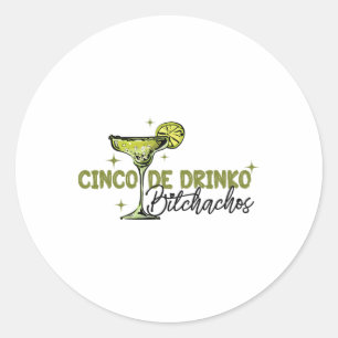 Cinco de Drinko Achos Woman Cinco de Mayo Margarit Ronde Sticker