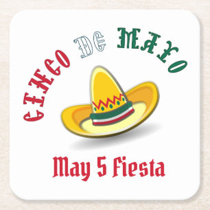 Cinco de Mayo 5 mei Fiesta Vierkante Kartonnen Onderzetter